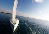 sailing yacht bow sailboat sailing sails blue sky sea